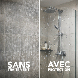 Protection durable, hydrofuge et anti-adhérente sur verre et céramique - protège contre le calcaire - calcaire ne s'incruste pas