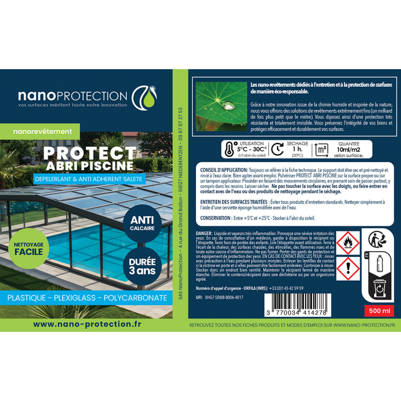 solution hydrofuge anti salissure pour abri de piscine