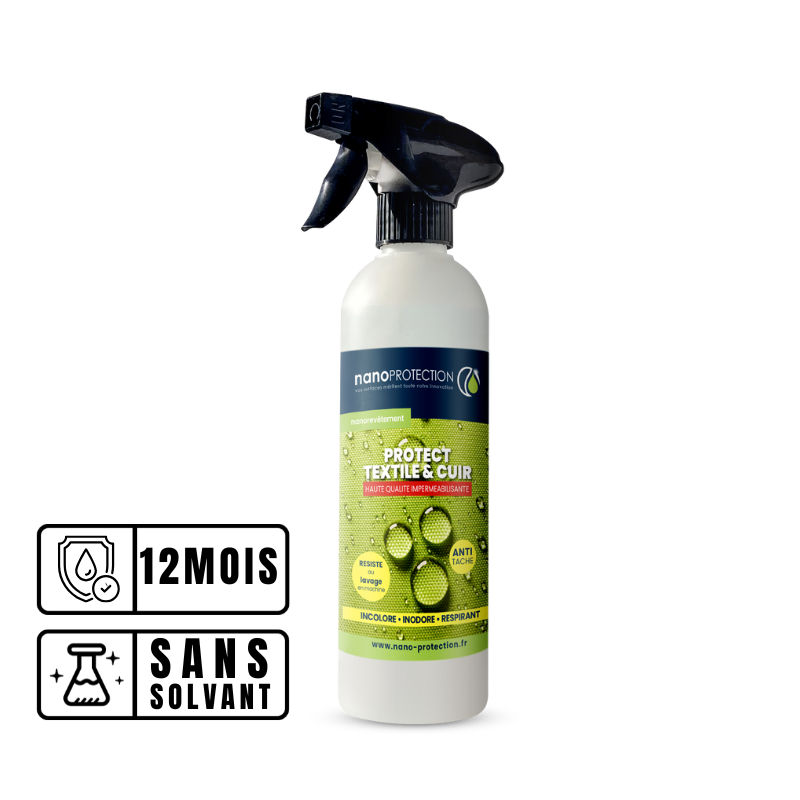 Imperméabilisant textile et cuir anti-taches – formule à base d’eau, inodore et incolore