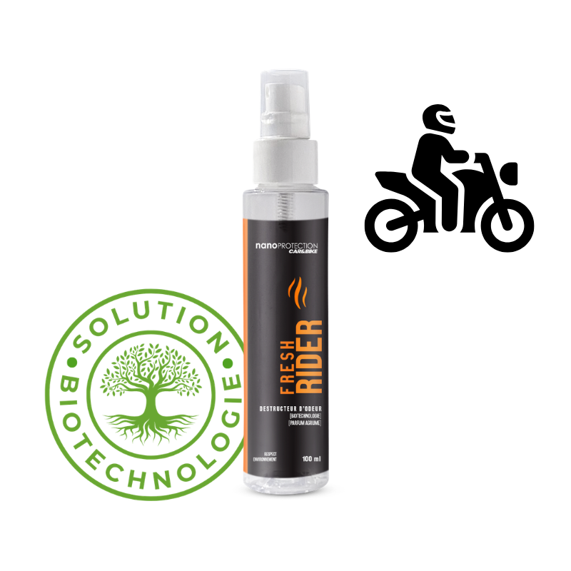 Spray destructeur d’odeurs casque et équipement motard – action longue durée